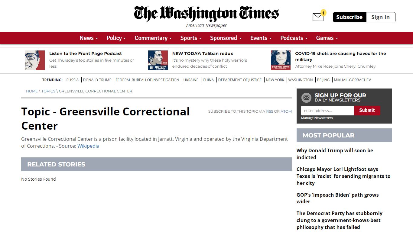 Greensville Correctional Center - Bio, News, Photos - Washington Times