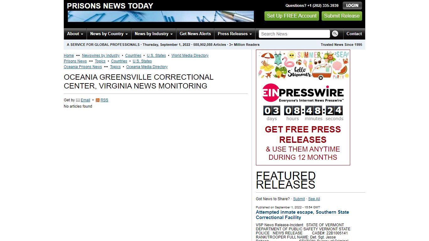 Oceania Greensville Correctional Center, Virginia News Monitoring ...